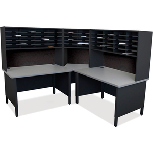 50 SLOT MAILROOM ORGANIZER, RISER, 68"H X 78"W, BLACK by Marvel