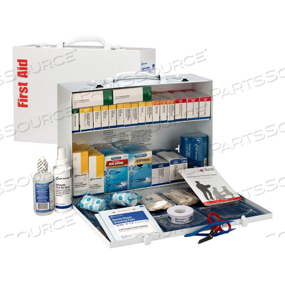 FIRST AID KIT AND HOUSING, 447 COMPONENTS, ANSI/ISEA Z308.1-2015, TYPE I/II, CLASS B by Approved Vendor