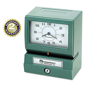 MODEL 150 HEAVY-DUTY TIME RECORDER, AUTOMATIC OPERATION, MONTH/DATE/1-12 HOURS/MINUTES, GREEN by Acroprint