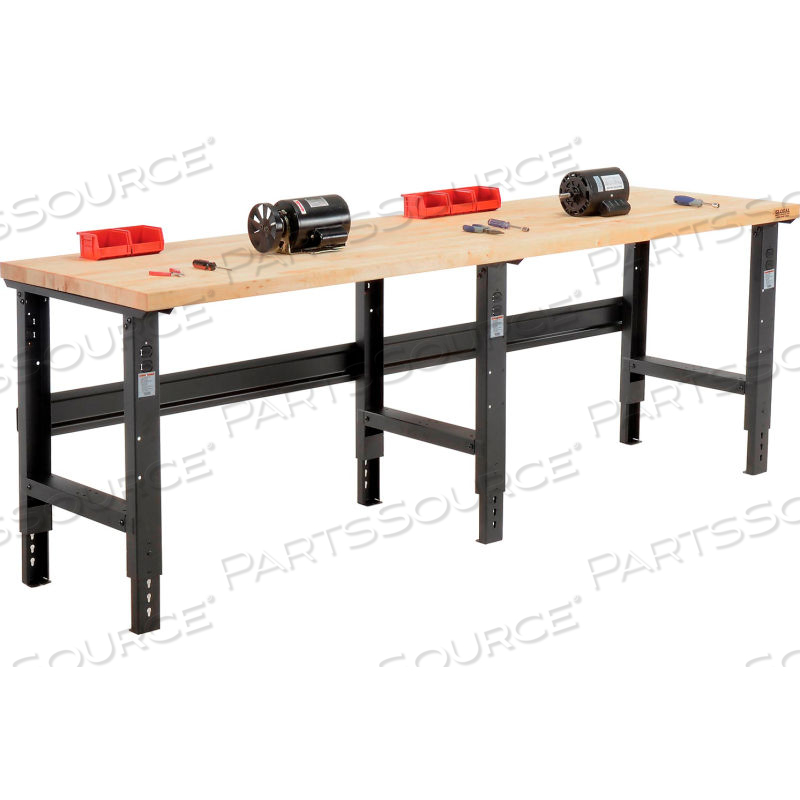 96X30 ADJUSTABLE HEIGHT WORKBENCH C-CHANNEL LEG - MAPLE SQUARE EDGE - BLACK by Approved Vendor 96X30 ADJUSTABLE HEIGHT WORKBENCH C-CHANNEL LEG - MAPLE SQUARE EDGE - BLACK by Approved Vendor