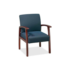 LORELL DELUXE FABRIC GUEST CHAIR, 24"W X 25"D X 35-1/2"H, CHERRY FRAME/MIDNIGHT BLUE SEAT by S.P. Richards Company