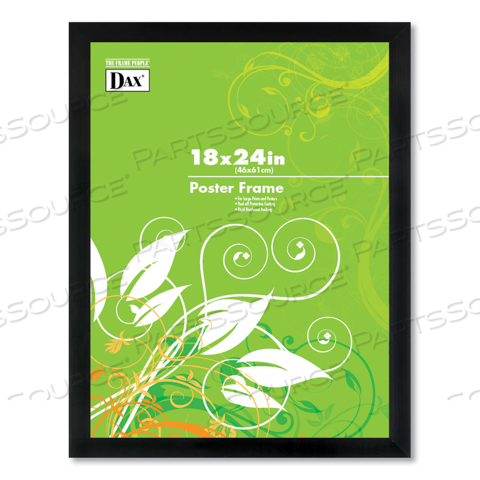 FLAT FACE WOOD POSTER FRAME, CLEAR PLASTIC WINDOW, 18 X 24, BLACK BORDER 