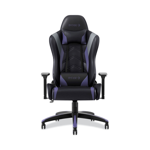 VARTAN BONDED LEATHER GAMING CHAIR, SUPPORTS UP TO 275 LBS, PURPLE/BLACK SEAT, PURPLE/BLACK BACK, BLACK BASE by Emerge