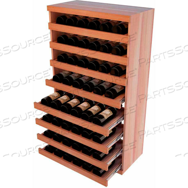 BULK STORAGE, PULL OUT WINE BOTTLE CRADLE, 8-DRAWER 3 FT HIGH - MAHOGANY, ALL-HEART REDWOOD 