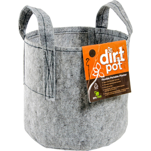 HYDROPONIC DIRT POT FLEXIBLE PORTABLE PLANTER WITH HANDLES, 5 GALLONS, GREY by Hydrofarm, Inc HYDROPONIC DIRT POT FLEXIBLE PORTABLE PLANTER WITH HANDLES, 5 GALLONS, GREY by Hydrofarm, Inc