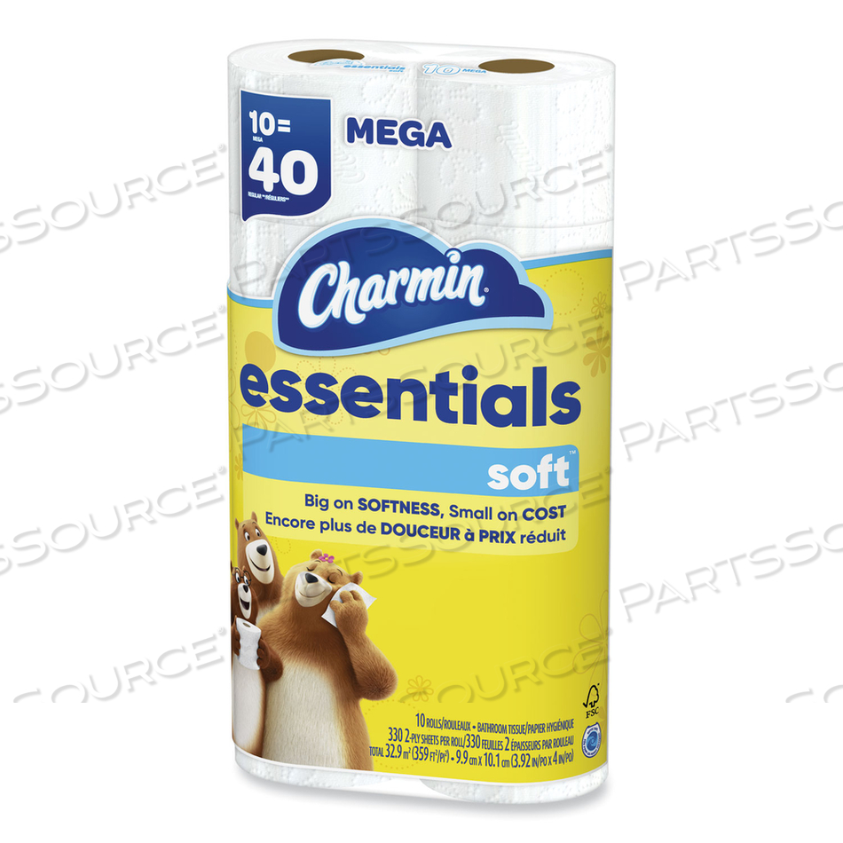 ESSENTIALS SOFT BATHROOM TISSUE, SEPTIC SAFE, 2-PLY, WHITE, 330 SHEETS/ROLL, 30 ROLLS/CARTON 