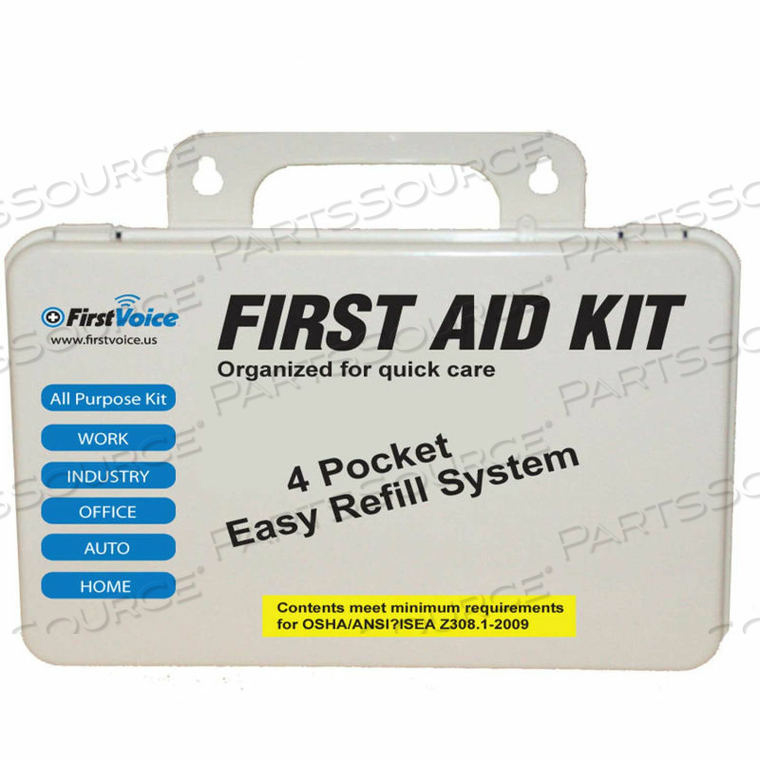 FIRST VOICE 10 PERSON ANSI COMPLIANT WORKPLACE FIRST AID KIT, PLASTIC CASE by First Voice