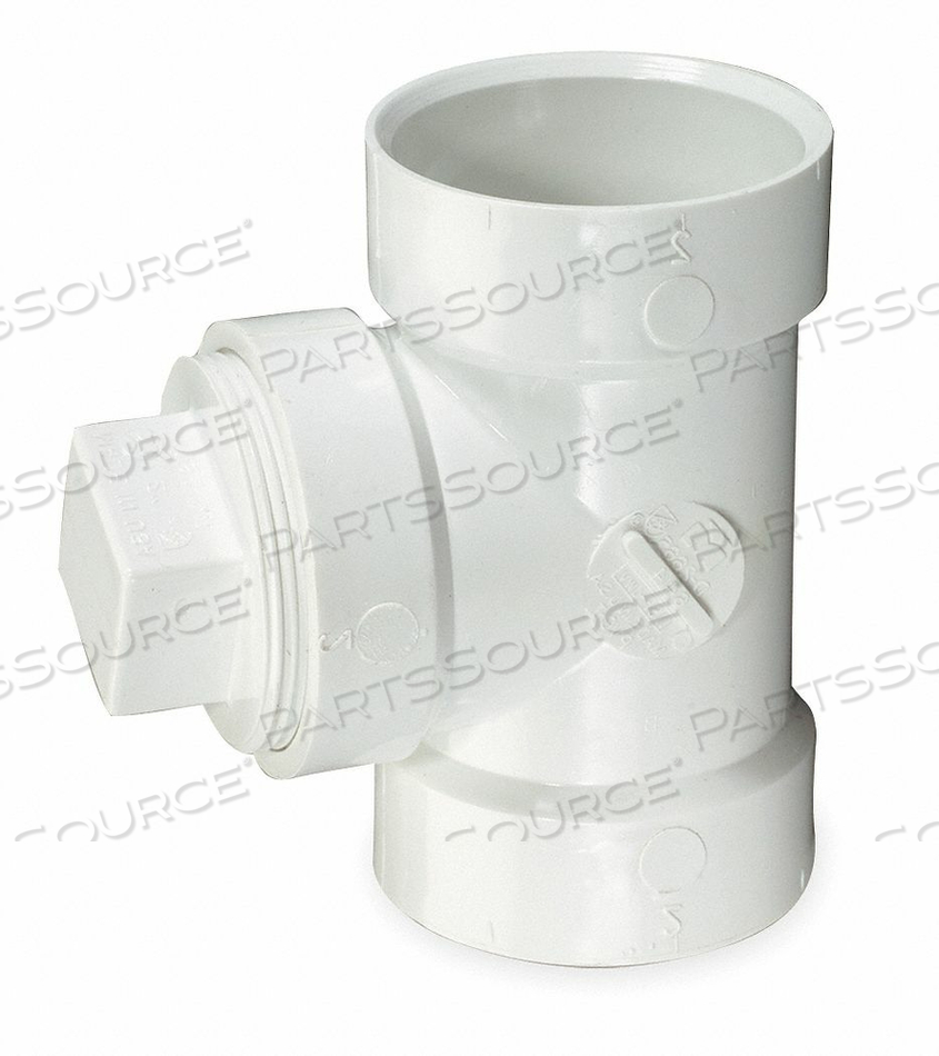 CLEANOUT TEE WITH PLUG, SCHEDULE 40, 4 IN FITTING PIPE SIZE, SOCKET, WHITE by Charlotte Pipe And Foundry Co.