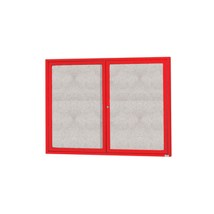 2 DOOR ALUMINUM FRAMED ENCLOSED BULLETIN BOARD RED POWDER COAT - 60"W X 48"H by Aarco Products