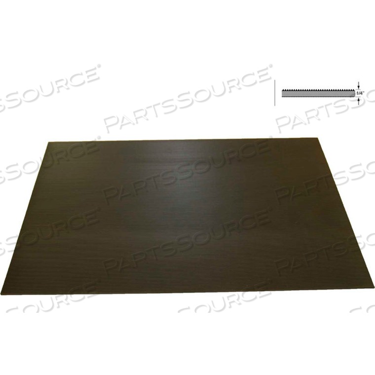 RHINO MAT CORRUGATED SWITCHBOARD MAT 1/4" THICK 3' X 75 ' BLACK 