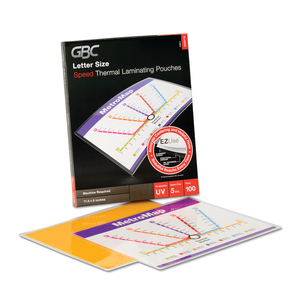 EZUSE THERMAL LAMINATING POUCHES, 5 MIL, 9" X 11.5", GLOSS CLEAR, 100/BOX by GBC