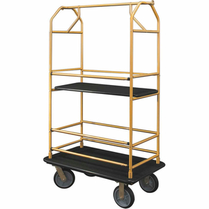 BELLMAN CONDO CART 40X25 SATIN BRASS BLACK CARPET, 4 RUBBER WHEELS by Glaro Products Inc