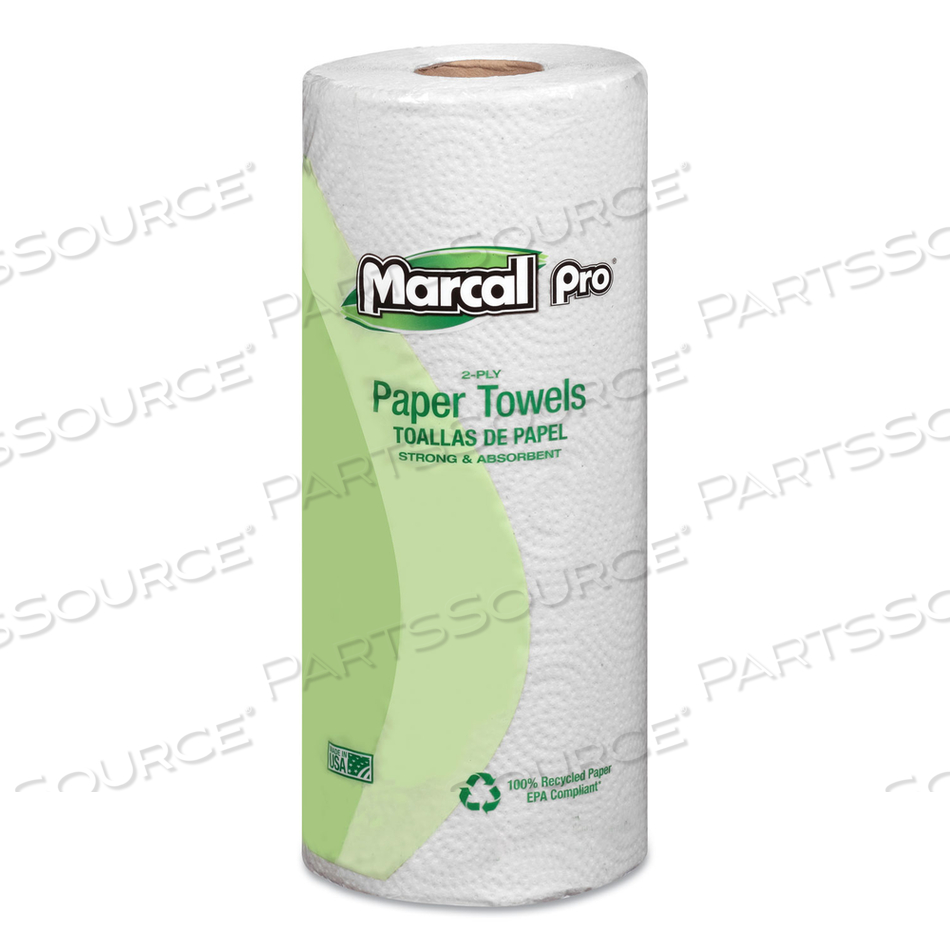 100% PREMIUM RECYCLED KITCHEN ROLL TOWELS, 2-PLY, 11 X 9, WHITE, 70/ROLL by Marcal