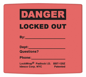 PADLOCK LABEL 2-1/8INHX 1-1/2INW PK25 by Idesco