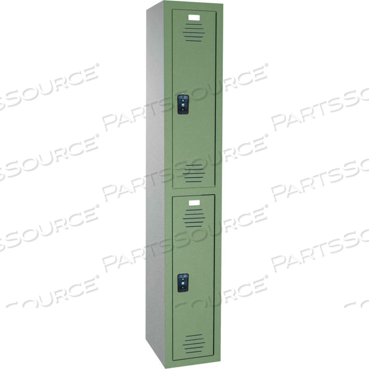 STORAGE DOUBLE TIER 2 DOOR TRADITIONAL PLASTIC LOCKER, 12"WX18"DX36"H, BLUE, ASSEMBLED by Asi Group