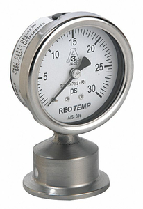 PRESSURE GAUGE 0 TO 30 PSI 2-1/2IN 1-1/2 by REOTEMP