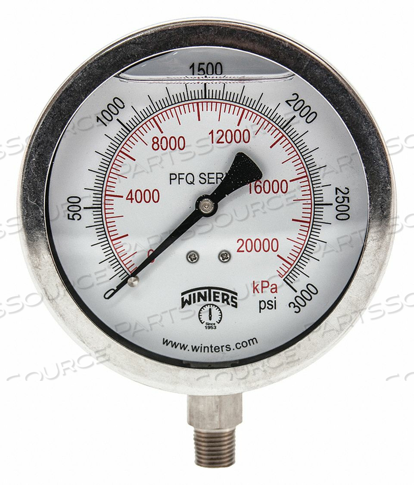 PRESSURE GAUGE 4 DIAL SIZE SILVER by Winters Instruments PRESSURE GAUGE 4 DIAL SIZE SILVER by Winters Instruments
