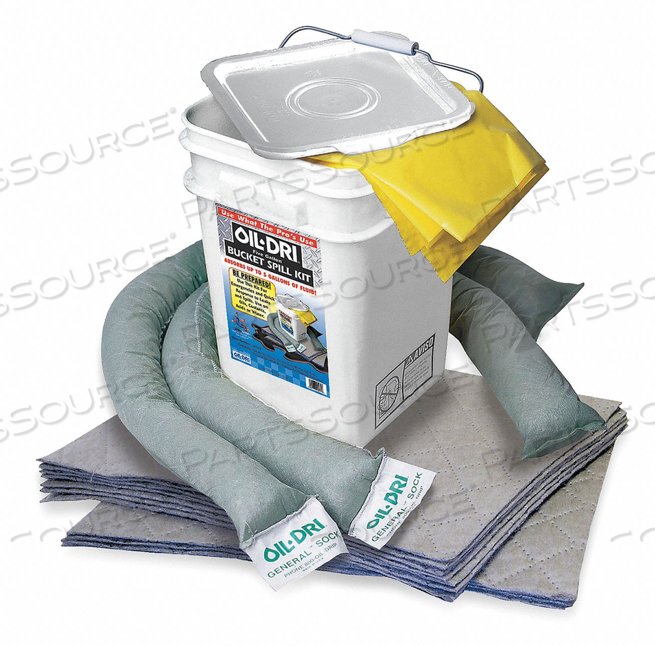 UNIVERSAL BUCKET SPILL KIT, 5 GALLON CAPACITY by Oil-Dri UNIVERSAL BUCKET SPILL KIT, 5 GALLON CAPACITY by Oil-Dri