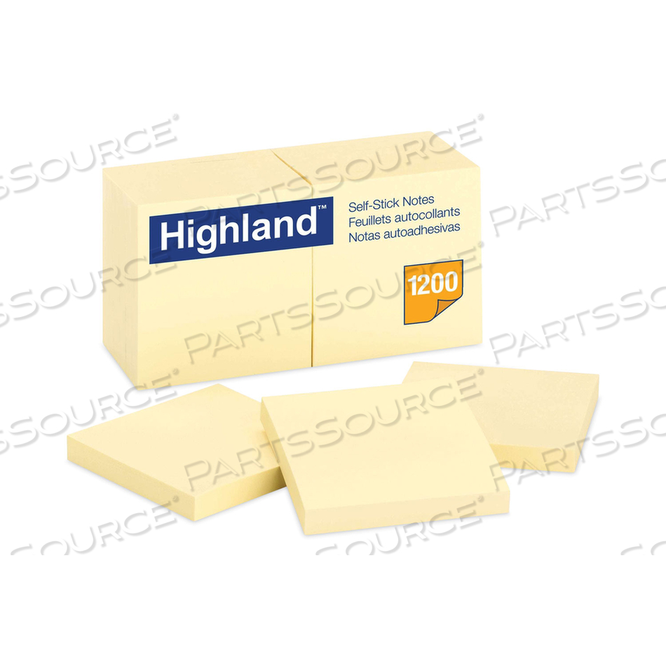 SELF-STICK NOTES, 3" X 3", YELLOW/PAD by Highland SELF-STICK NOTES, 3" X 3", YELLOW/PAD by Highland