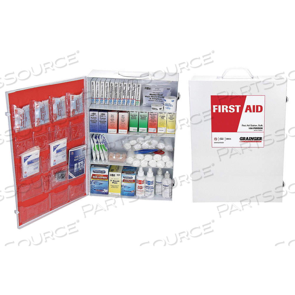 FIRST AID KIT AND HOUSING, 1,172 COMPONENTS, ANSI/ISEA Z308.1-2009, TYPE I/II by Approved Vendor