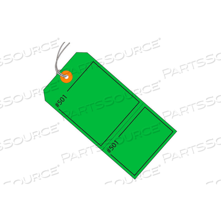 CONSECUTIVELY NUMBERED CLAIM TAG - PRE-STRUNG 4-3/4" X 2-3/8" GREEN - 1000 PACK 