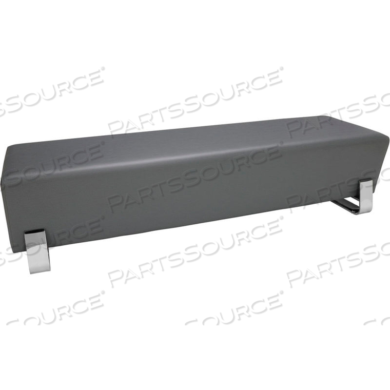 AXIS SERIES CONTEMPORARY TRIPLE SEATING BENCH, TEXTURED VINYL WITH CHROME BASE, IN SLATE 