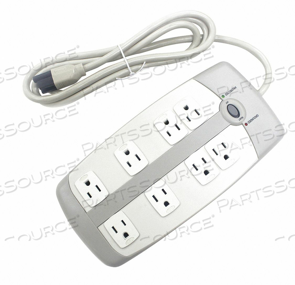 SURGE PROTECTOR OUTLET STRIP, TOTAL NUMBER OF OUTLETS 8, COLOR WHITE, CORD LENGTH 6 FT, COMMUNICATION PORT NONE, RATED JOULES 1,050, APPLICA by Power First