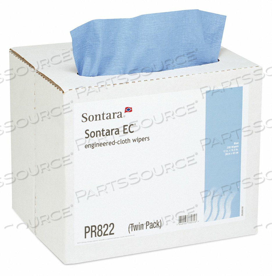 DUPONT SONTARA EC MEDIUM DUTY/LOW LINT WIPES, 12" X 16-1/2", 250/CASE, by Hospeco