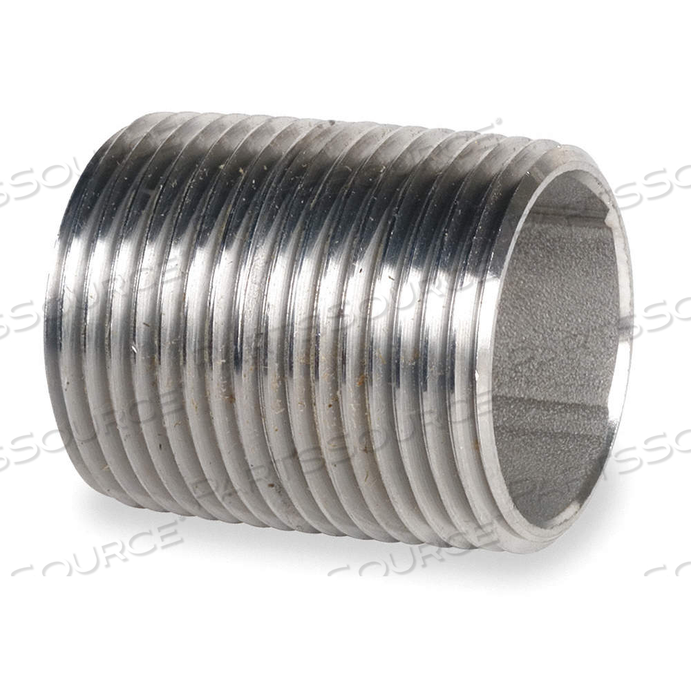 NIPPLE, 316 STAINLESS STEEL, 1/4 IN NOMINAL PIPE SIZE, 7/8 IN OVERALL LG, FULLY THREADED, WELDED by Approved Vendor