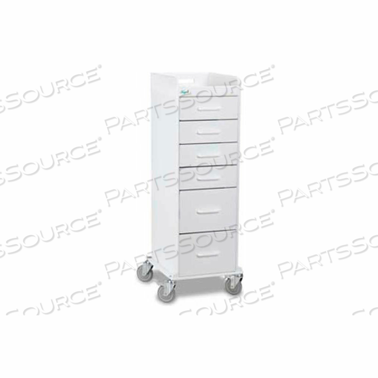 TALL LOCKING 6 DRAWER MEDICAL CART, WHITE, 16"W X 19"D X 47"H by TrippNT, Inc