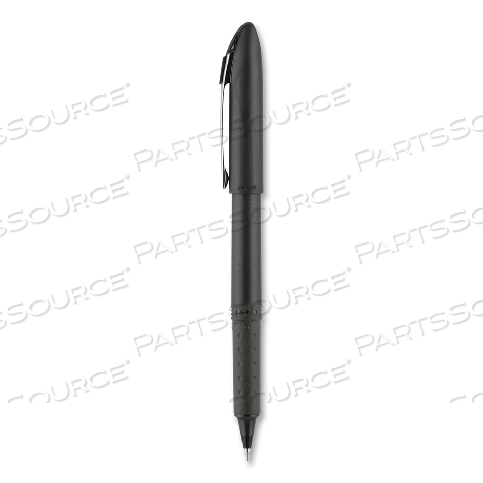 GRIP ROLLER BALL PEN, STICK, MICRO 0.5 MM, BLACK INK, BLACK BARREL, DOZEN 