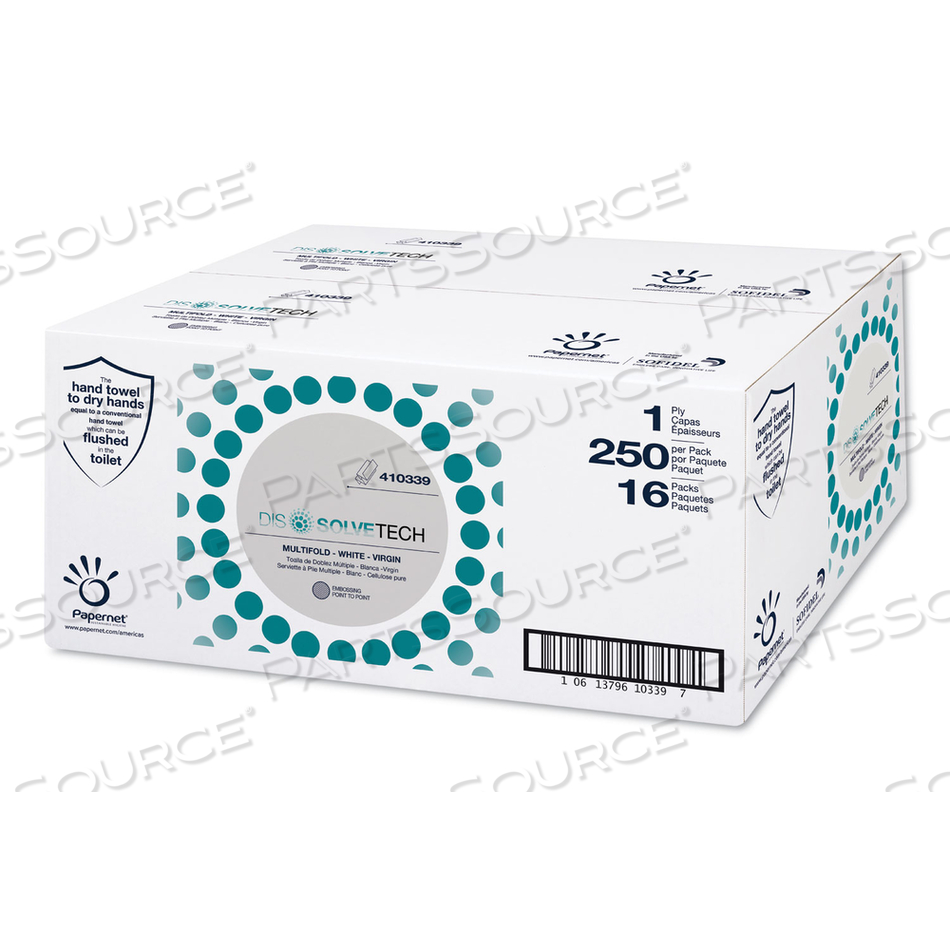 DISSOLVETECH PAPER TOWEL, MULTIFOLD, 9.5 X 9.25, WHITE by Papernet