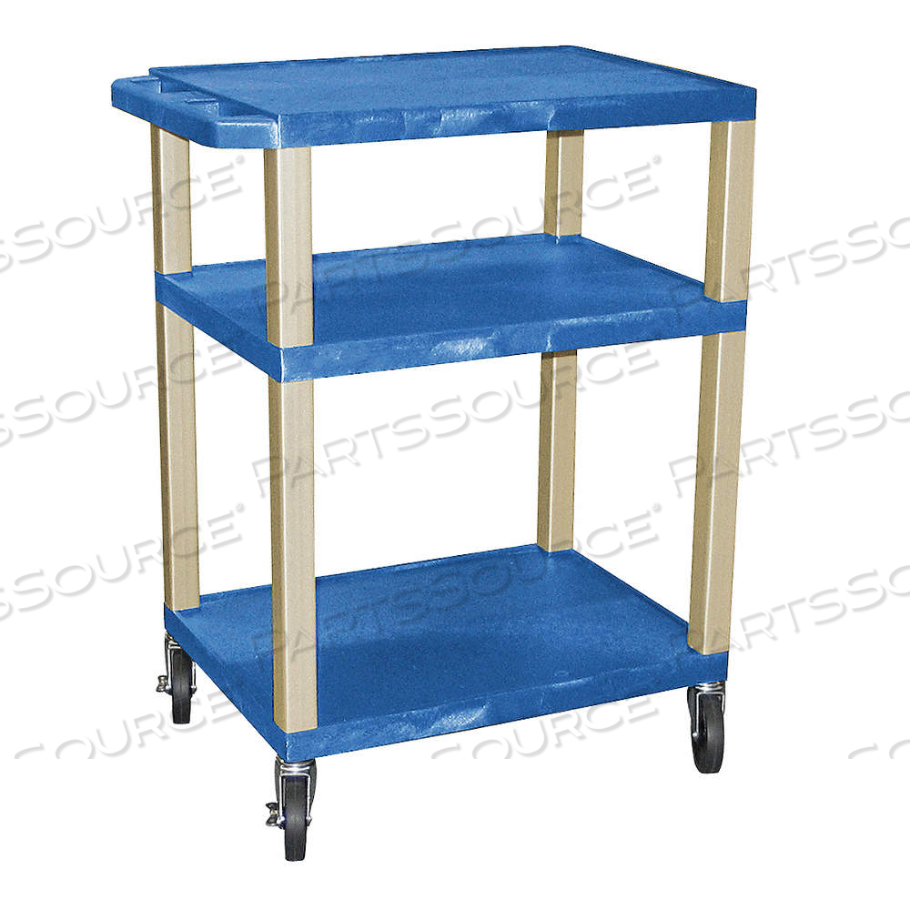 UTILITY CART WITH LIPPED PLASTIC SHELVES, 300 LB LOAD CAPACITY, 24 IN X 18 IN, BLUE by Approved Vendor UTILITY CART WITH LIPPED PLASTIC SHELVES, 300 LB LOAD CAPACITY, 24 IN X 18 IN, BLUE by Approved Vendor