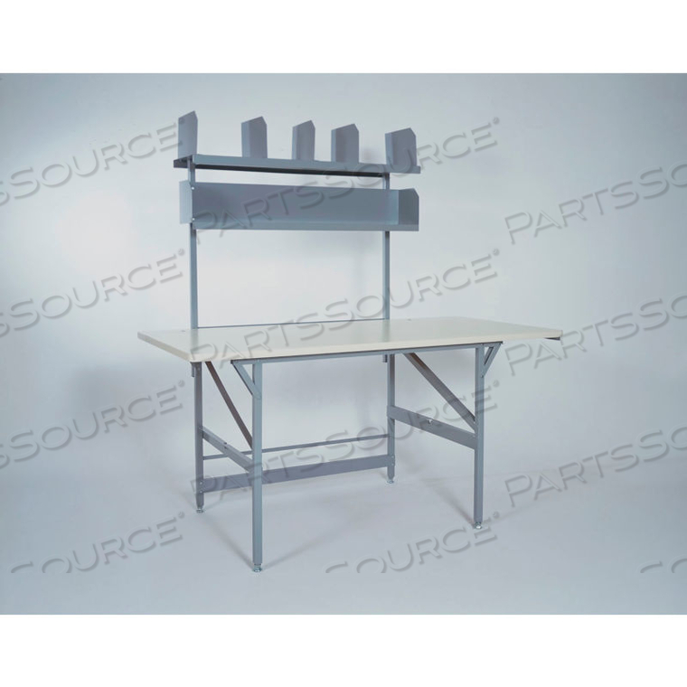 BASIC PACKING WORK TABLE WITH SHELVES, PLASTIC LAMINATE SAFETY EDGE - 72 X 36 