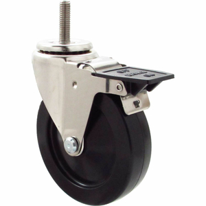 CASTERS SWIVEL STEM CASTER - 5"DIA. SOFT RUBBER/TREAD WITH TECH LOCK, 1-1/2"H STEM by Superior Casters, Inc.