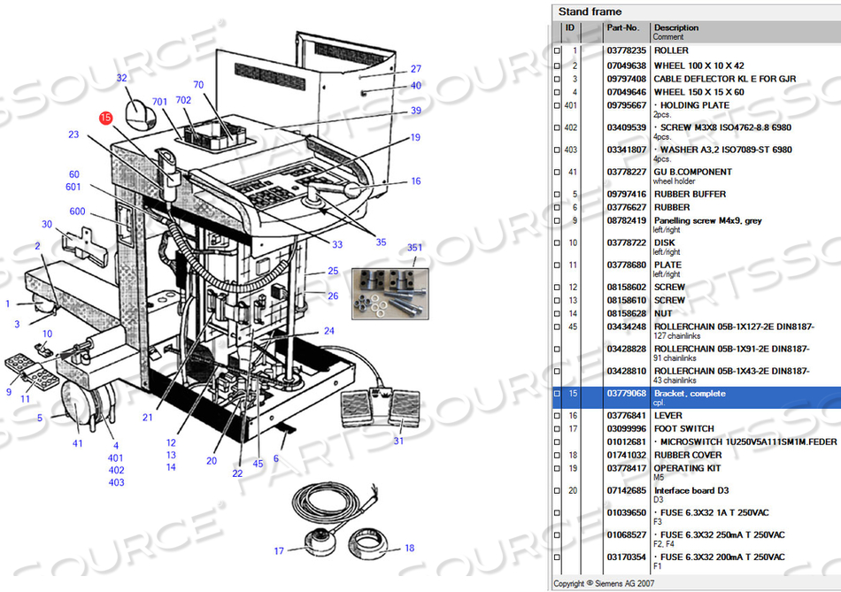 COMPLETE BRACKET FOR C-ARM SYSTEM by Siemens Medical Solutions