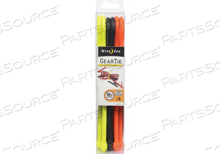 GEAR TIE 18 BLACK ORANGE YELLOW PK6 by Nite Ize