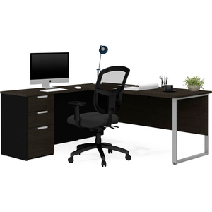 L-DESK WITH METAL LEG - DEEP GRAY AND BLACK - PRO-CONCEPT PLUS SERIES by Bestar Technologies, Inc. L-DESK WITH METAL LEG - DEEP GRAY AND BLACK - PRO-CONCEPT PLUS SERIES by Bestar Technologies, Inc.