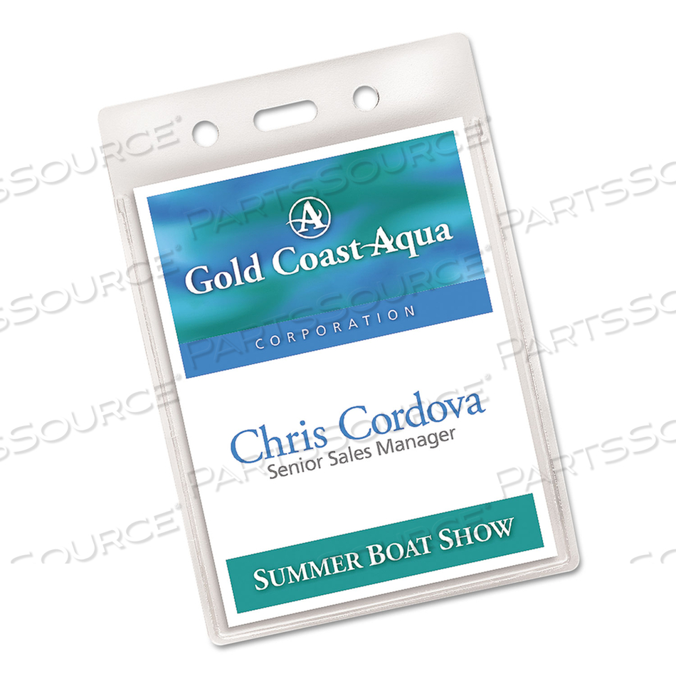 SECURE TOP HEAVY-DUTY BADGE HOLDERS, VERTICAL, 3W X 4H, CLEAR by Avery