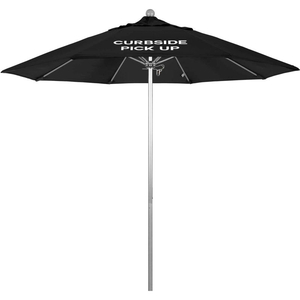 CALIFORNIA UMBRELLA 9' CURBSIDE PICK UP UMBRELLA - SUNBRELLA BLACK - SILVER POLE by March Products Inc