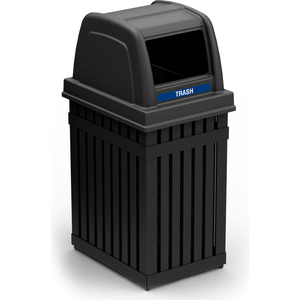 COMMERCIAL ZONE ARCHTEC PARKVIEW SINGLE TRASH CONTAINER W/ SQUARE OPENING, 25 GALLON BLACK by Dci Marketing