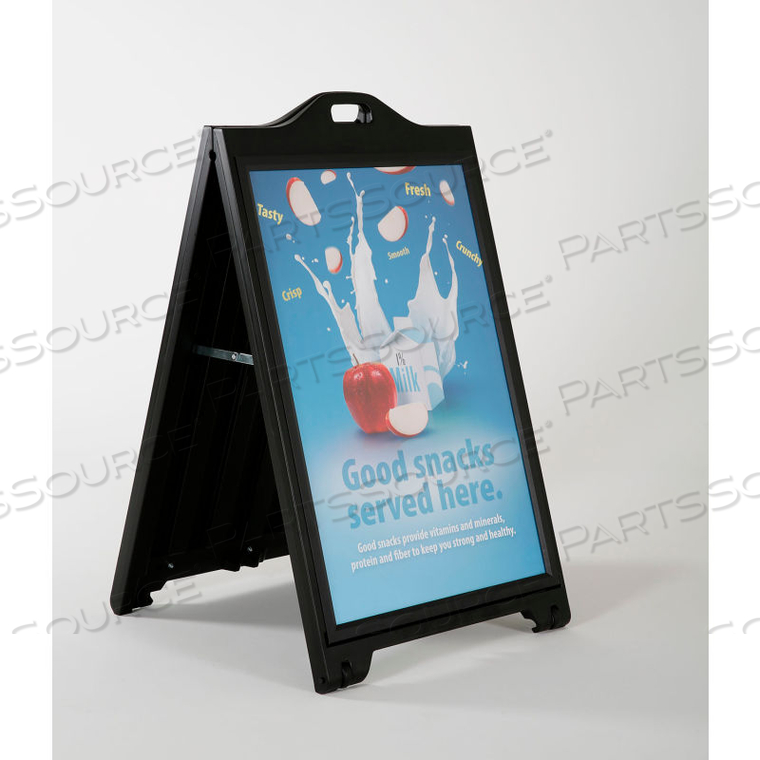 SIGNPRO TWO-SIDED STREET SIGN POSTER W/ LENS, BLACK, 28-9/10"L X 26-3/4"W X 44-11/16"H 