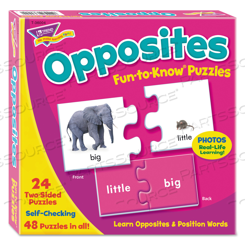 FUN TO KNOW PUZZLES, OPPOSITES, AGES 3 AND UP, 24 PUZZLES by Trend