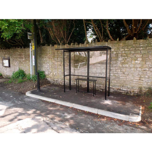 OPEN FRONT SMOKING SHELTER HALF SIDE PANELS 7'W X 3'6"D X 7'11"H ALUMINUM ROOF by No Butts Bin Co. OPEN FRONT SMOKING SHELTER HALF SIDE PANELS 7'W X 3'6"D X 7'11"H ALUMINUM ROOF by No Butts Bin Co.