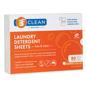 LAUNDRY DETERGENT SHEETS, FREE AND CLEAR, 40/PACK, 12 PACKS/CARTON by Boulder Clean