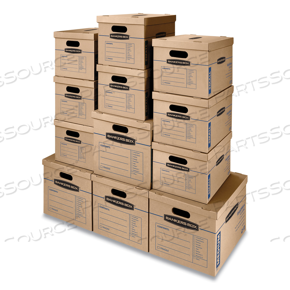 SMOOTHMOVE CLASSIC MOVING/STORAGE BOX KIT, HALF SLOTTED CONTAINER (HSC), ASSORTED SIZES: (8) SMALL, (4) MED, BROWN/BLUE by Bankers Box SMOOTHMOVE CLASSIC MOVING/STORAGE BOX KIT, HALF SLOTTED CONTAINER (HSC), ASSORTED SIZES: (8) SMALL, (4) MED, BROWN/BLUE by Bankers Box