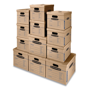 SMOOTHMOVE CLASSIC MOVING/STORAGE BOX KIT, HALF SLOTTED CONTAINER (HSC), ASSORTED SIZES: (8) SMALL, (4) MED, BROWN/BLUE,12/CT by Bankers Box SMOOTHMOVE CLASSIC MOVING/STORAGE BOX KIT, HALF SLOTTED CONTAINER (HSC), ASSORTED SIZES: (8) SMALL, (4) MED, BROWN/BLUE,12/CT by Bankers Box