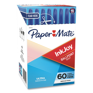 INKJOY 50ST BALLPOINT PEN, STICK, MEDIUM 1 MM, BLUE INK, WHITE/BLUE BARREL, 60/PACK by Paper Mate