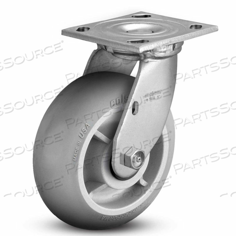 4 SERIES SWIVEL PLATE CASTER - RUBBER ON POLYOLEFIN 6" DIA. 450 LB. CAP. by Colson