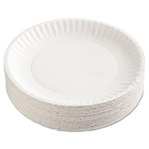 PAPER PLATES, 9" DIA, WHITE, 100/PACK by AJM Packaging Corporation